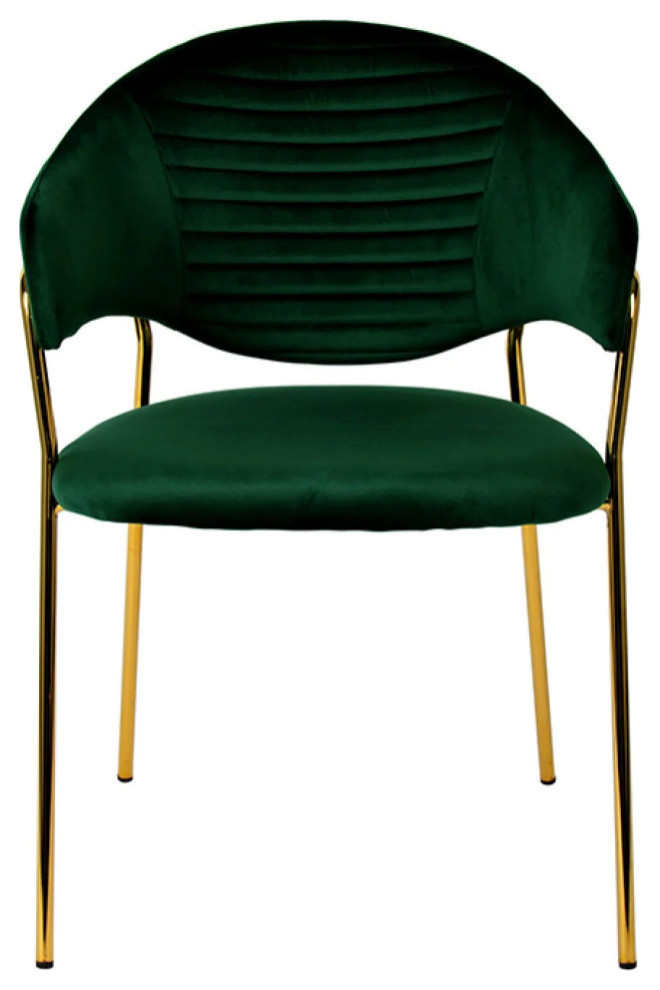 Emma Modern Green Velvet and Gold Dining Chair  Set of 2   Midcentury   Dining Chairs   by Rustic Home Furniture Deco  Houzz