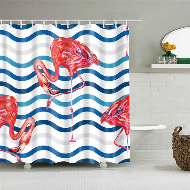 Nordic Pictures Polyester Waterproof Shower Curtains High Quality Animals Flamingo Shower Curtain In The Bathroom