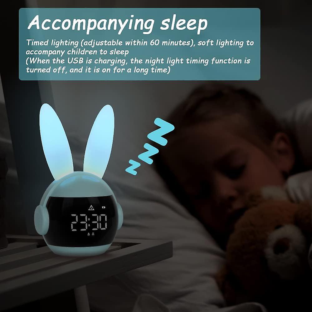 Children's Alarm Clock Day Night 6 Types Of Alarm Clocks，4 Volumes Volume And Lights Infinitely Adjustable Display Of Time And Indoor Temperature