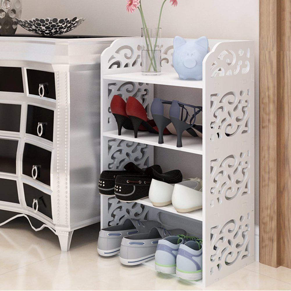 Yosoo 3/4/5 Tier White Chic Hollow Out Shoe Rack Shoe Closet Baroque Storage Organizer Stand Shelf Holder Unit Shelves