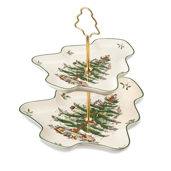 Spode Christmas Tree Sculpted 2Tiered Server