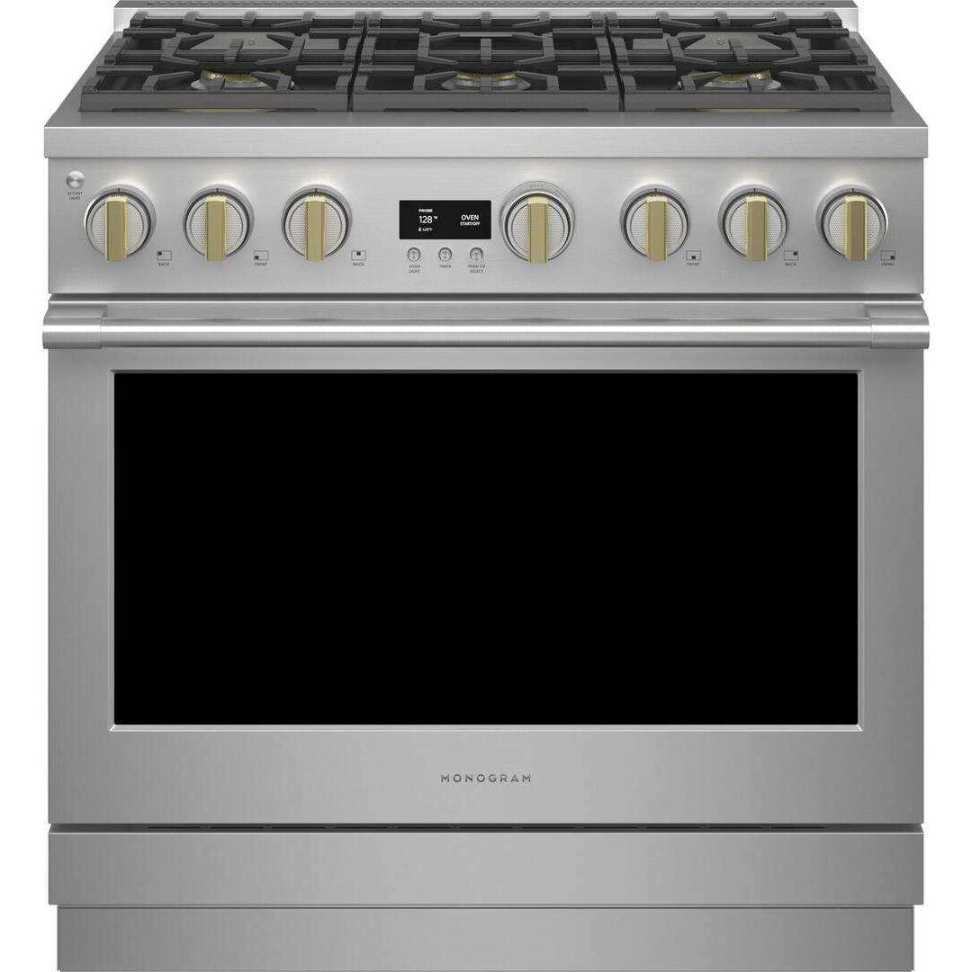 Monogram 36-inch Freestanding Gas Range with True European Convection Technology ZDP366NTSS