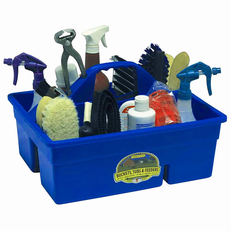 Little Giant Stable Supplies Plastic Organization DuraTote Box with Handle， Blue