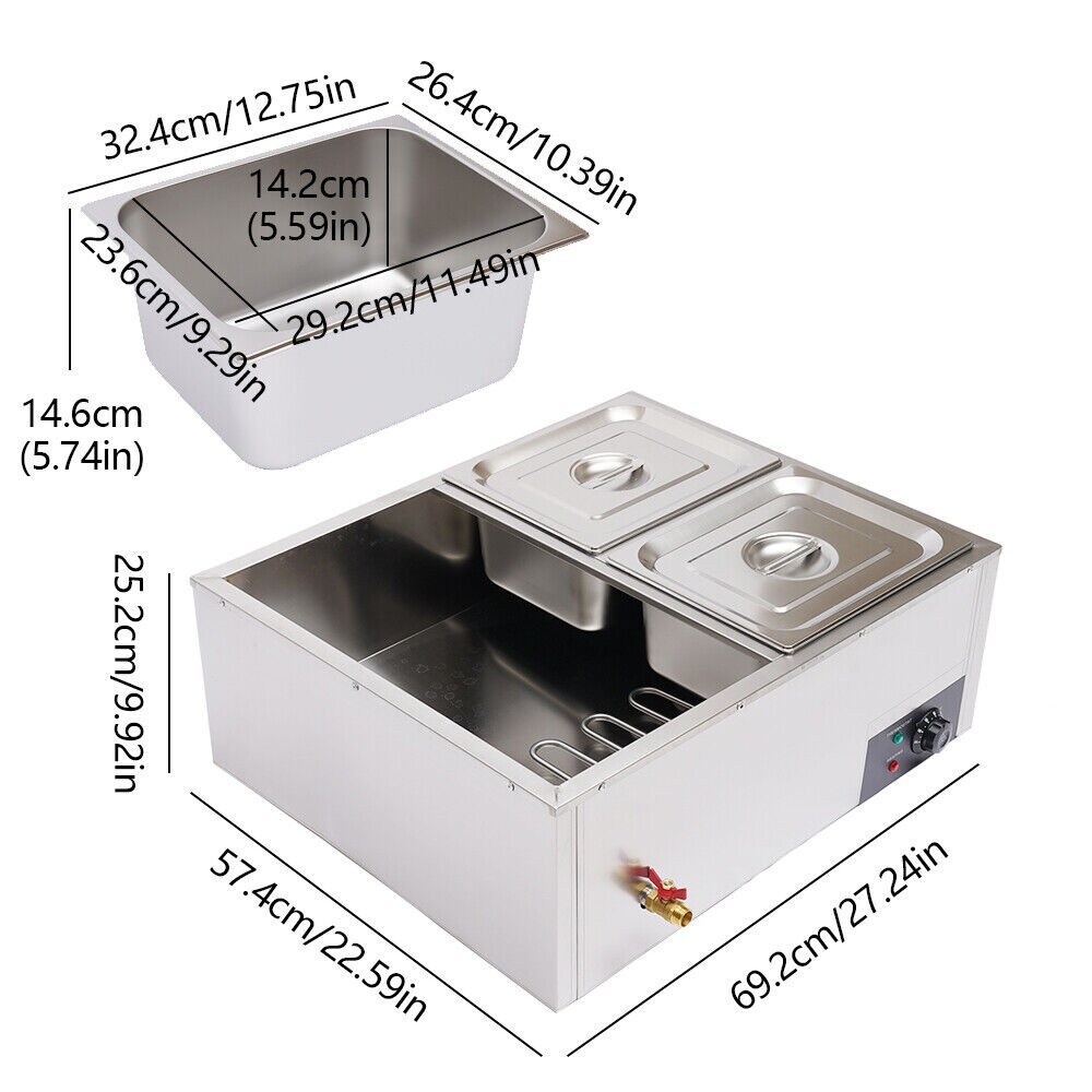 Commercial Food Warmer Bain Marie Steam Table Station Steamer