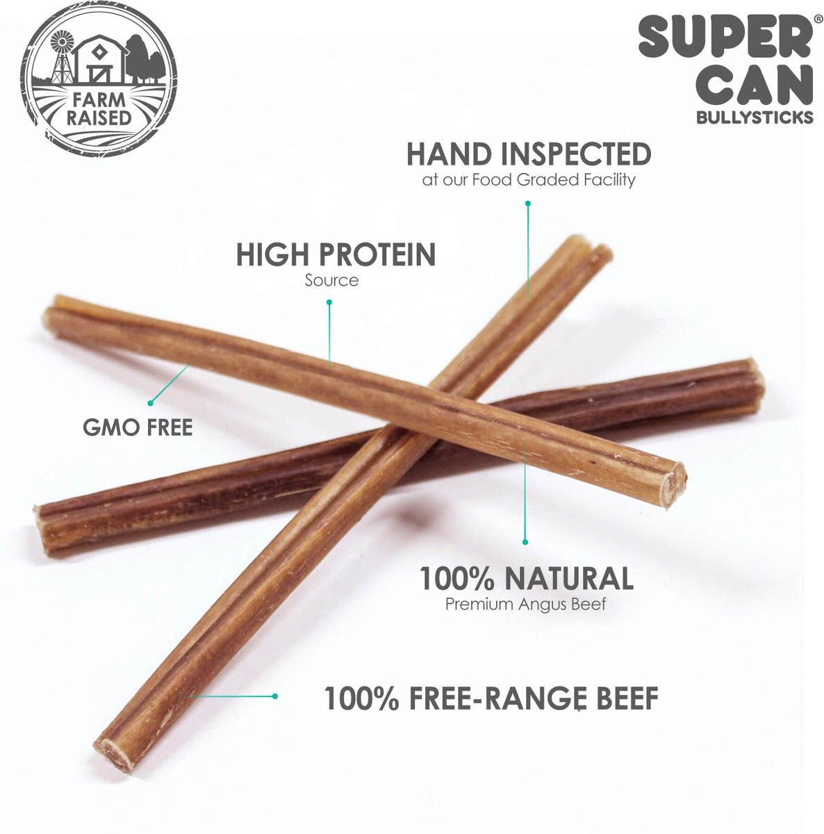 SuperCan Bully Sticks Junior Thin Bully Sticks Dog Treats， 25 count