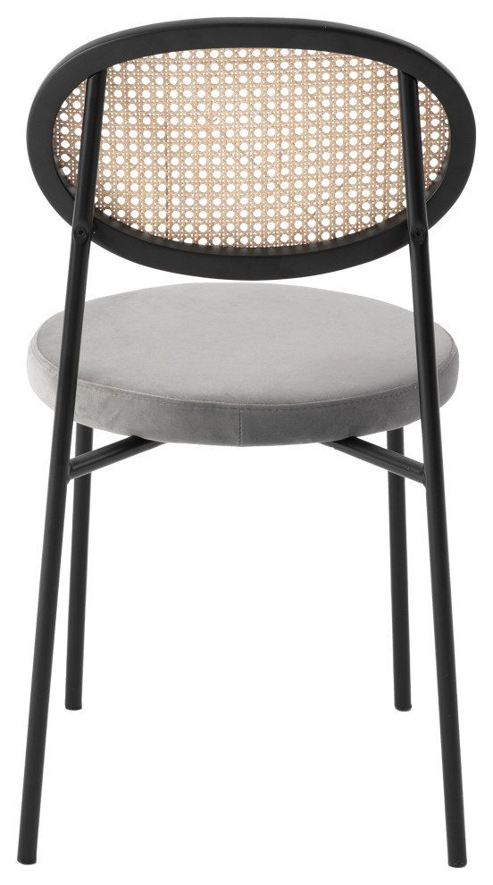 LeisureMod Euston Dining Chair With Wicker Back  ampVelvet Seat Set of 4   Tropical   Dining Chairs   by LeisureMod  Houzz