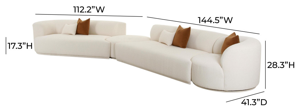 Fickle Cream Boucle 4 Piece Modular Left Arm Facing Sectional   Transitional   Living Room Furniture Sets   by Homesquare  Houzz