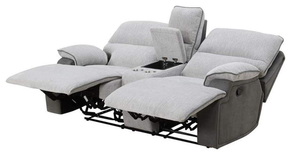 Steve Silver Cyprus Recliner Console Loveseat With Light Grey Finish CY950CL   Loveseats   by Homesquare  Houzz