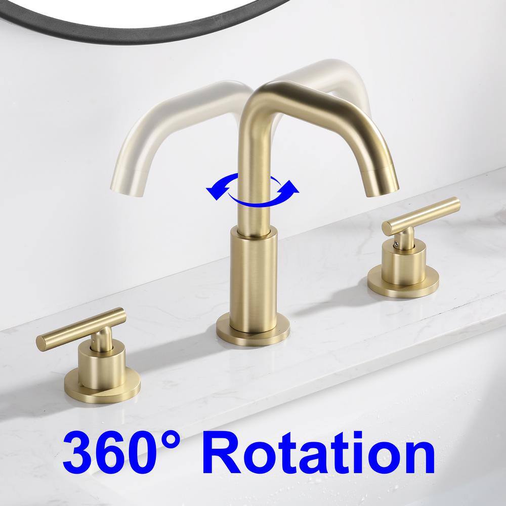 FORCLOVER 2-Handle Widespread Brass Bathroom Faucet in Brushed Gold Bidet Faucet LSD-BSFBG54