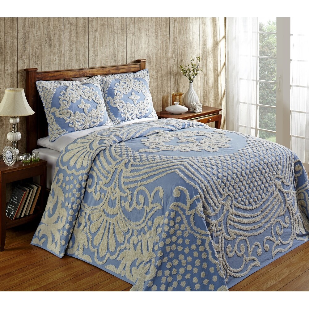 Better Trends Florence Bedspread or Optional Shams  Medallion Design  100% Cotton Tufted