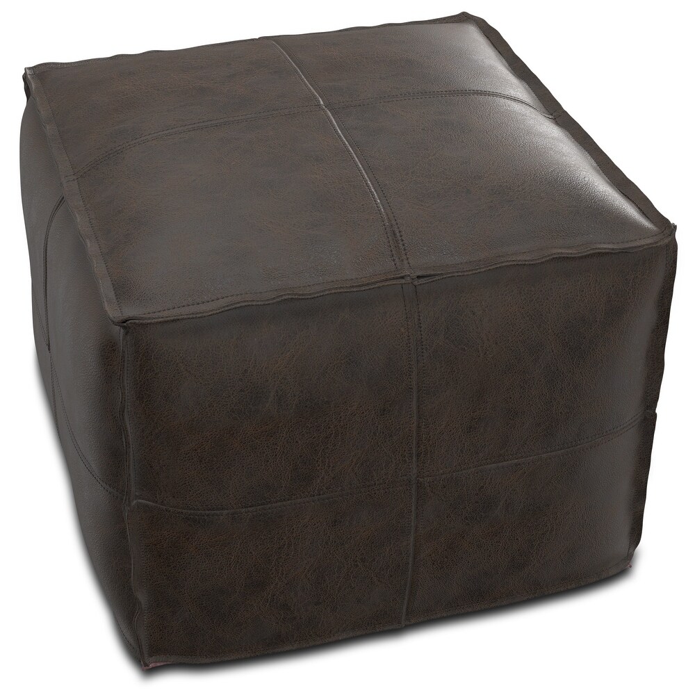 WYNDENHALL Erving Boho Square Pouf in Leather