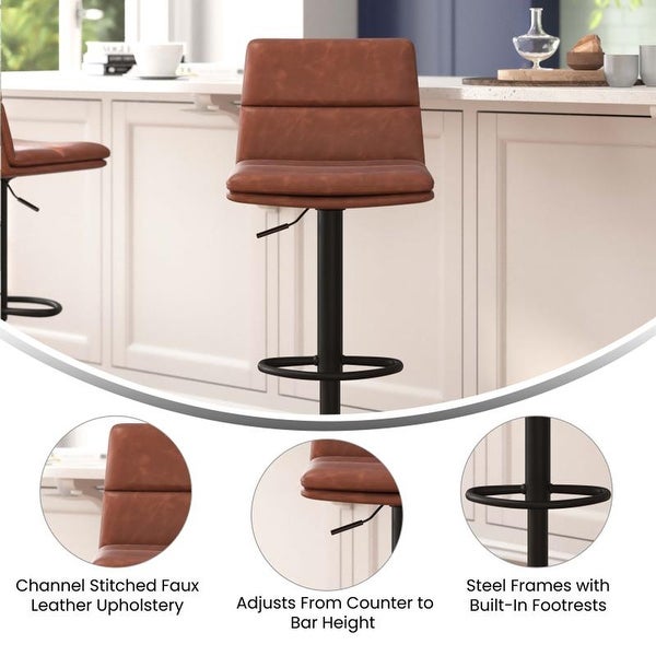 Flash Furniture Hughes Modern Height LeatherSoft Barstools， Set of 2 - 19.75