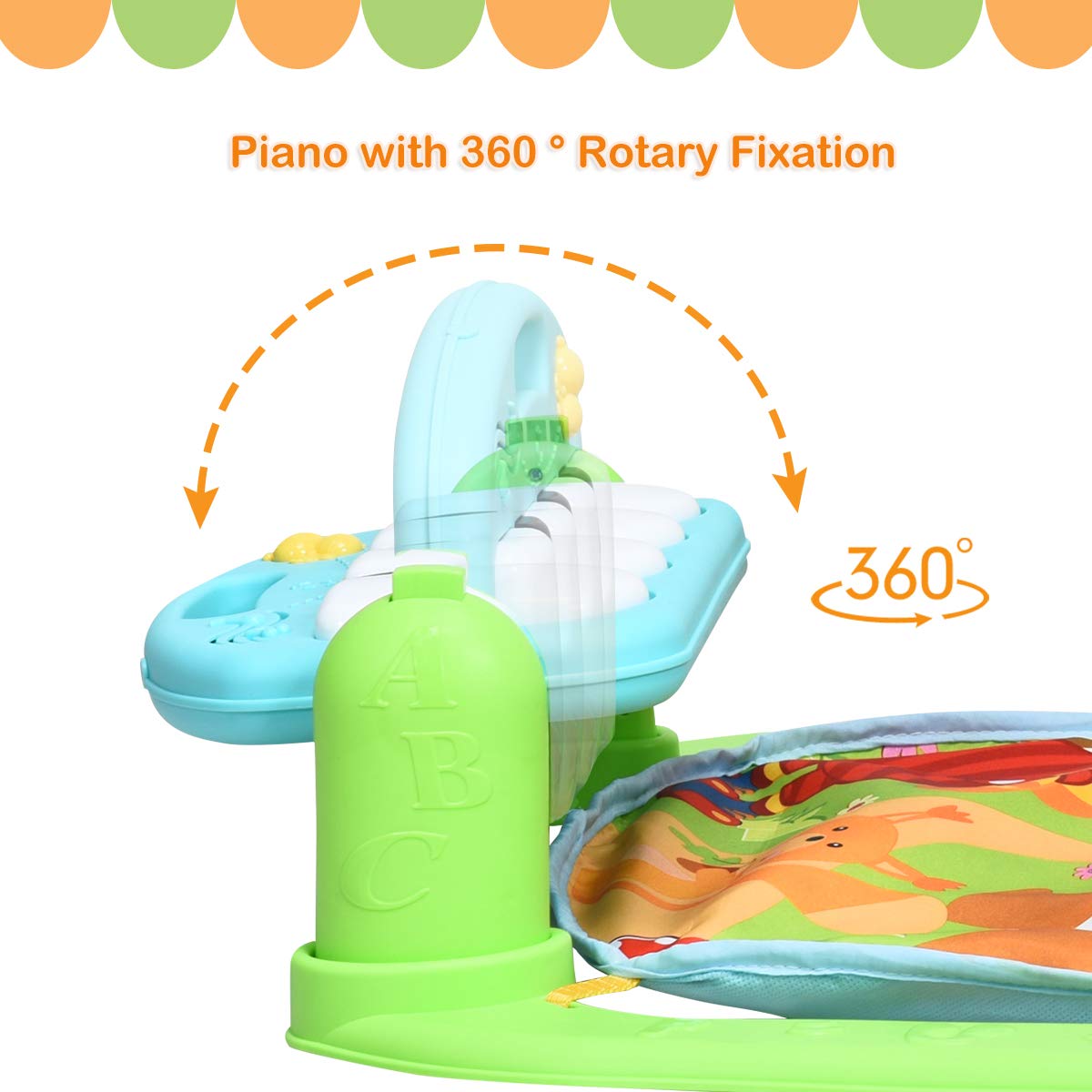 Baby Play Mat, Kick and Play Gym with Detachable Piano