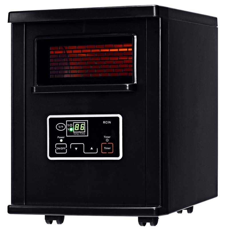 1500W Infrared Space Heater Portable Quartz Mini Electric Heater with Remote Control, Timer & Filter