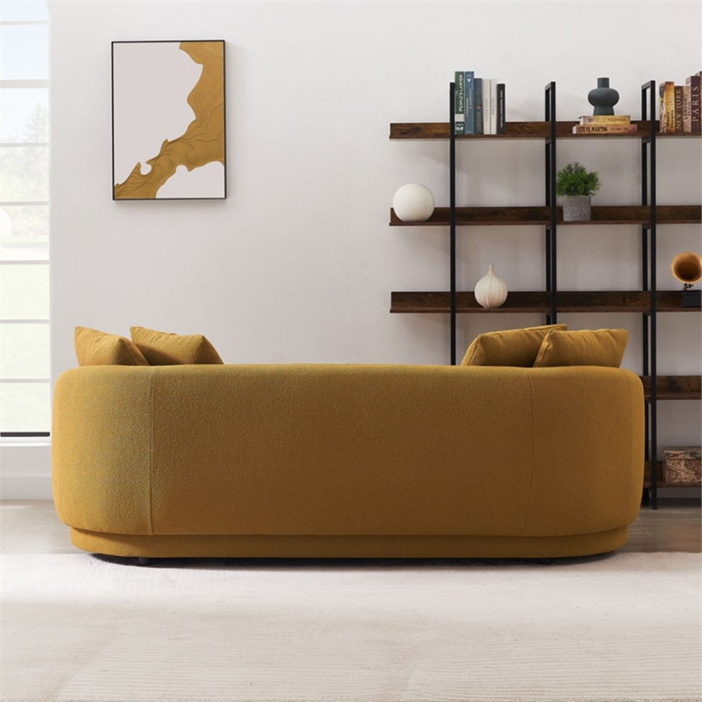 Perten Japandi Mid Century  Living Room Dark Yellow Fabric Sofa   Contemporary   Sofas   by Homesquare  Houzz