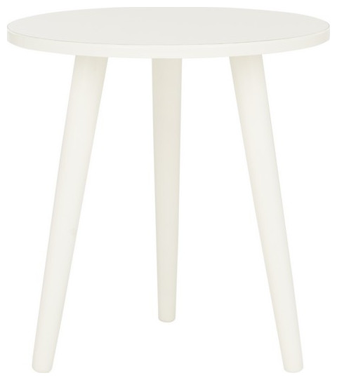 Niles Round Accent Table Vintage White   Midcentury   Side Tables And End Tables   by Peachtree Fine Furniture  Houzz