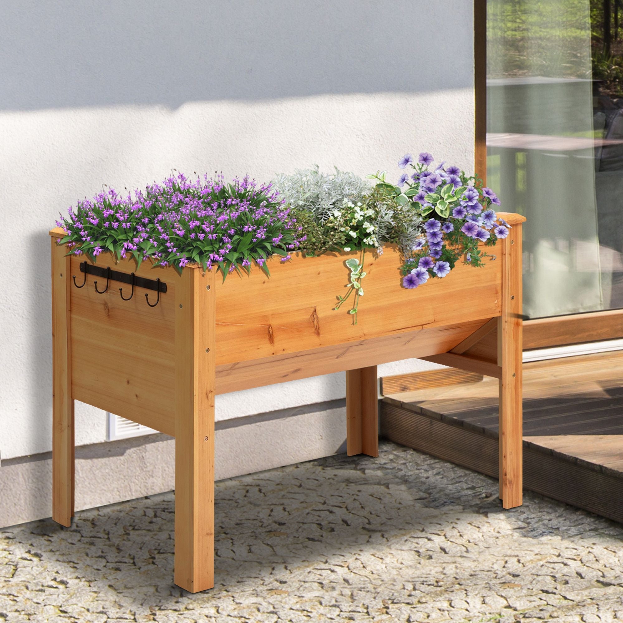 Suzicca 49" x 24" x 32" Wooden Elevated Garden Planter Bed w/ Unique Funnel Design