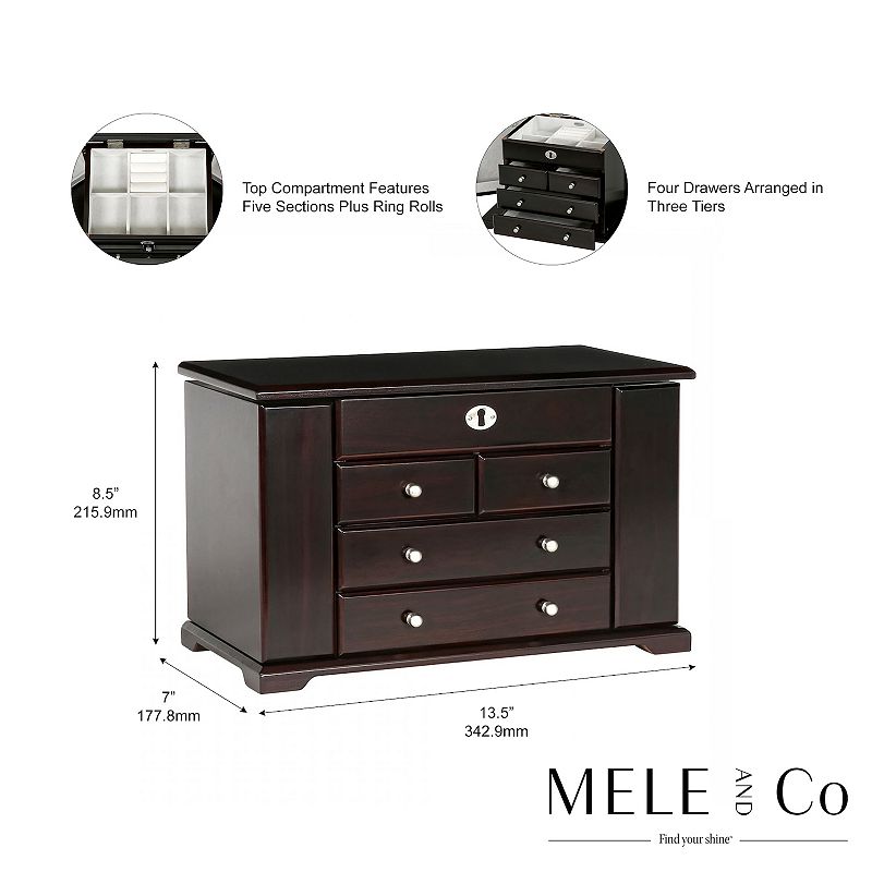 Mele and Co. Ellington Wooden Jewelry Box