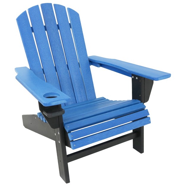 Sunnydaze Plastic All weather Heavy duty Outdoor Adirondack Chair With Drink Holder