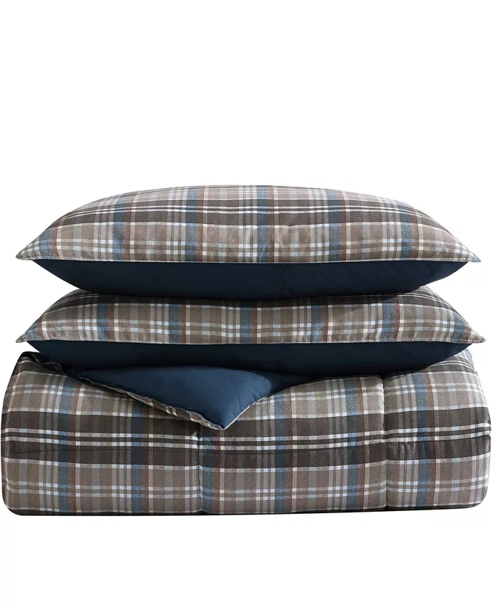 Eddie Bauer Rugged Plaid Micro Suede Reversible 2 Piece Duvet Cover Set， Twin