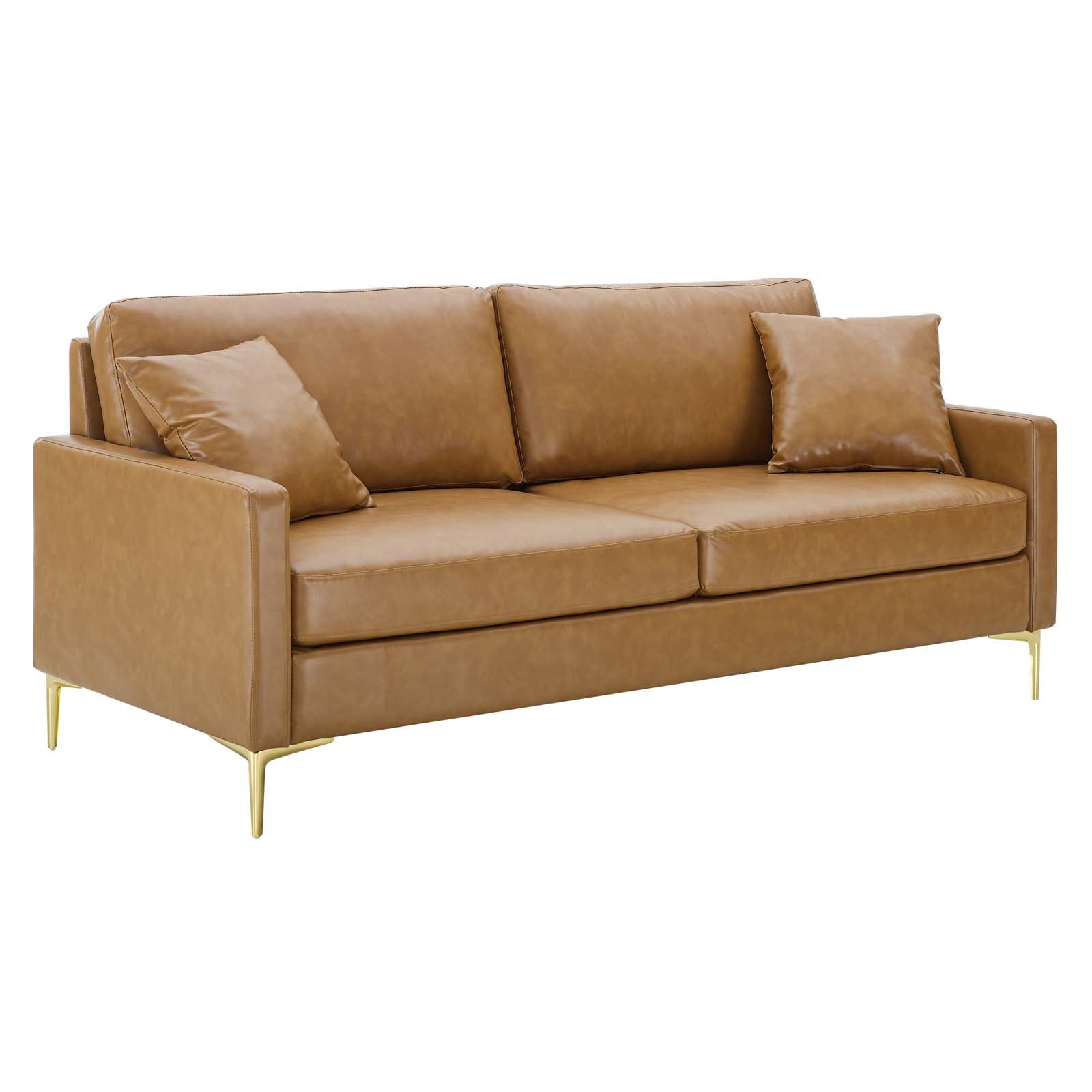 Juliana Vegan Leather Sofa-EEI-4448-TAN