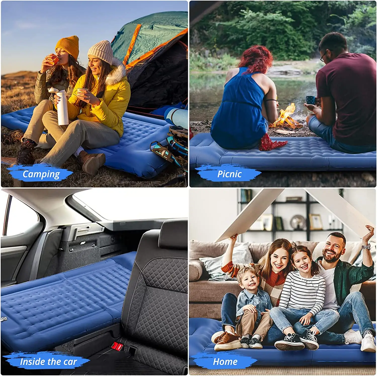 Camping Sleeping Pads 78inch Inflatable Sleeping Mat with Pillow Built IN Pump Portable Mattress Backpacking Sleeping Pad