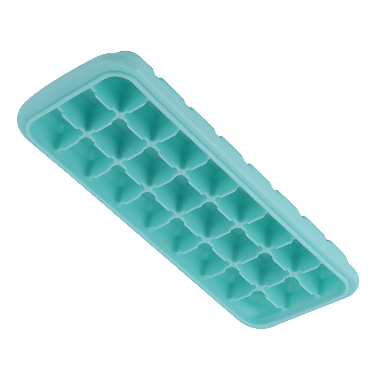 Ice Cube Tray， 24 Grid Easy-release Reusable Silicone Ice Mold Durable Flexible Ice Cube Makers Tools With Pp Lid For Home Kitchen[green]