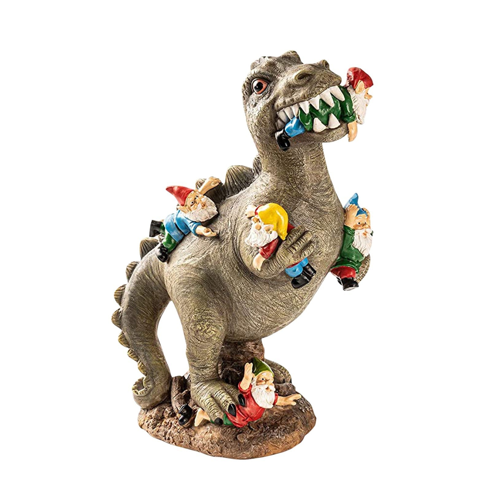 TOYFUNNY Garden Gnome Statues Outdoor Decor, Dinosaur Eating Gnomes Garden Decor