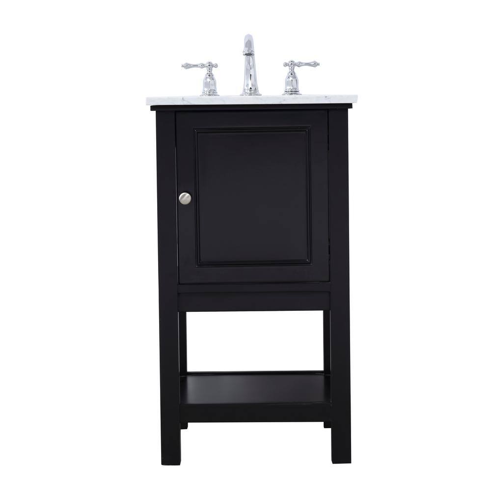 Timeless Home Gina 19 in. W x 18.38 in. D x 33.75 in. H Single Bathroom Vanity in Black with Carrara White Marble TH54019Black