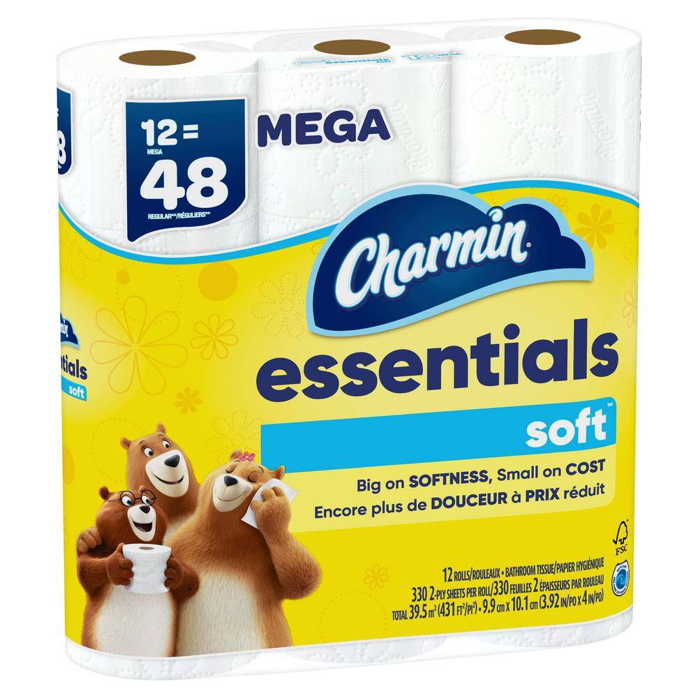 Charmin Essentials Soft Toilet Paper Rolls (12 Mega Rolls) 003077203154