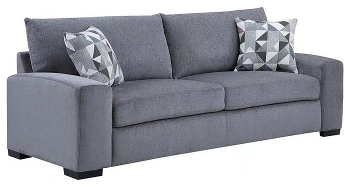 Hawthorne Collections Eaton Soft Microfiber Sofa   Gray   Transitional   Sofas   by Homesquare  Houzz