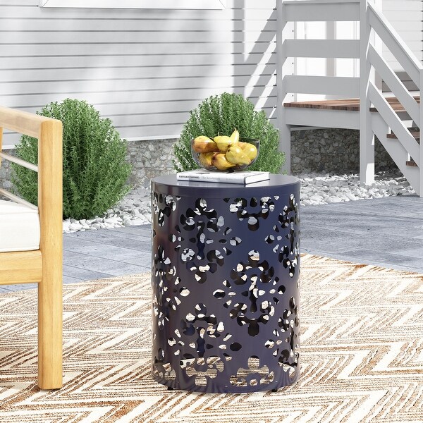 Metal end Table Outdoor Side Table for Patio，Concrete Side Table Tree Stump Side Table，Garden Stool Side Table