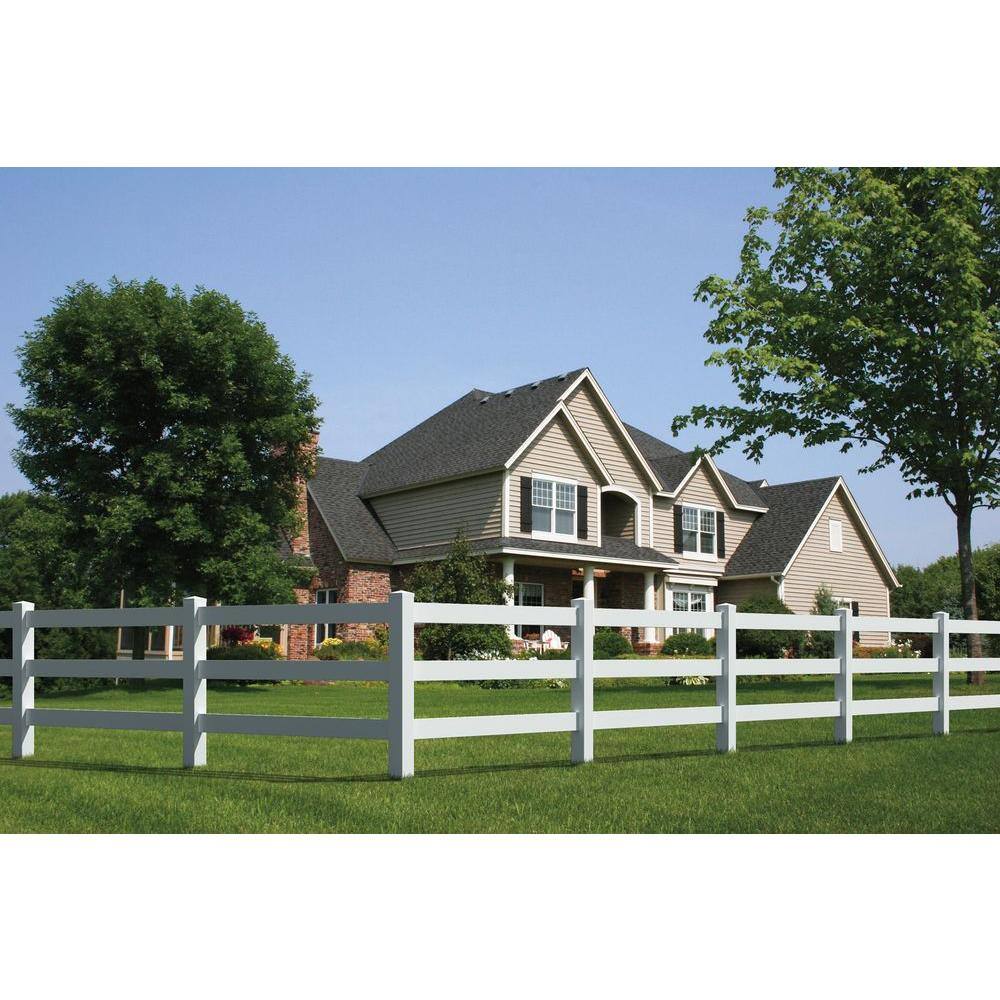 Veranda 5 in. x 5 in. x 7 ft. Vinyl White Ranch 3-Rail End Post 9127