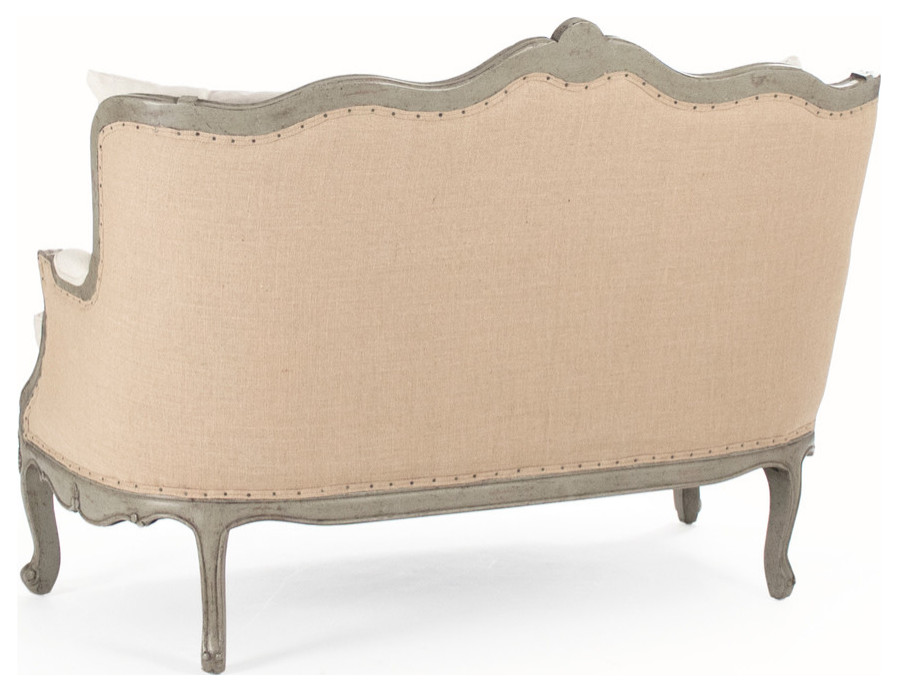 Adele Settee  Off White Cotton w/ Burlap Back   French Country   Loveseats   by HedgeApple  Houzz