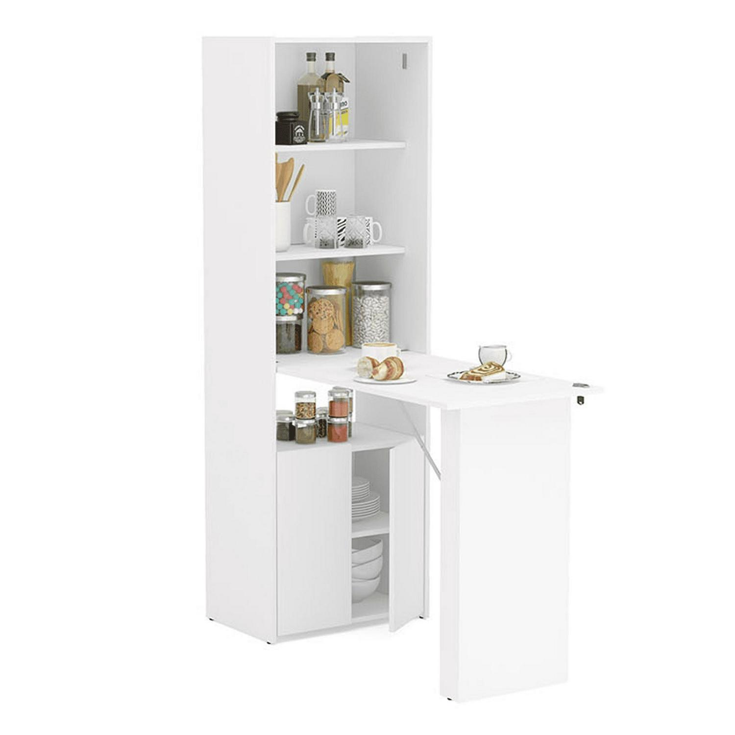 Boahaus Multipurpose Cabinet with Desk， White-Color:White