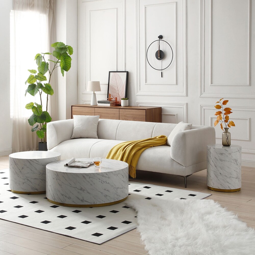 Marble Williamspace Fully Assembled Round Side Coffee Table For Living Room