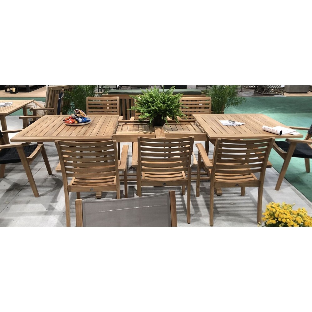 Olivier Rectangular Teak Outdoor Dining Table with Double Extensions   39.5 x 29.5 x 118