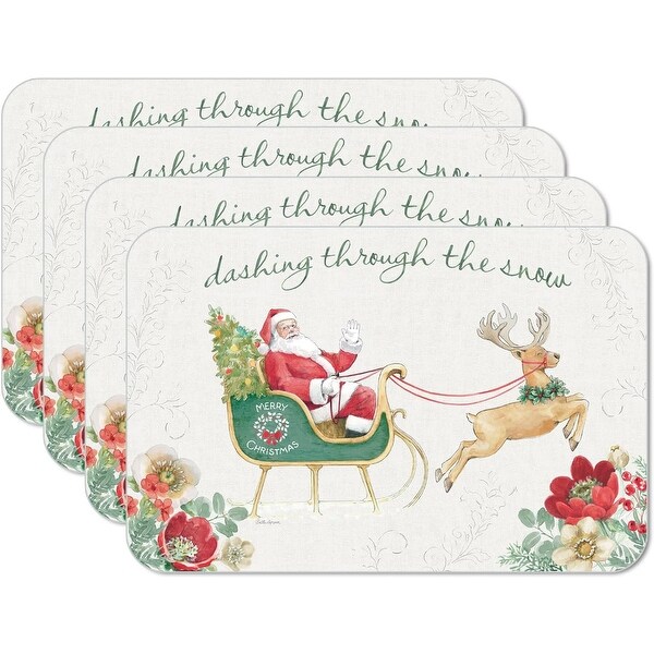 Holiday Traditions 4 Pack Reversible Easy Care Flexible Plastic Placemats Made in The USA BPA Free Easily Wipes Clean