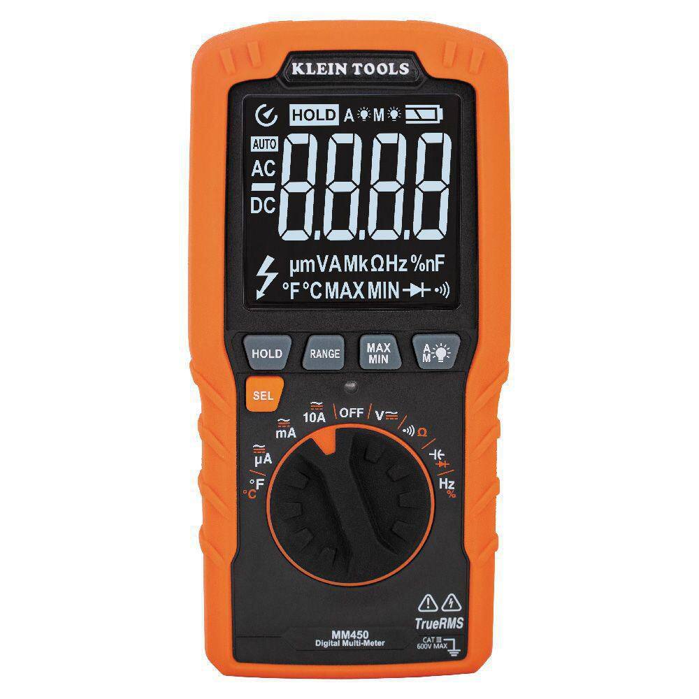 Klein Tools Slim Digital Multimeter TRMS Auto-Ranging 600-Volt Temp MM450