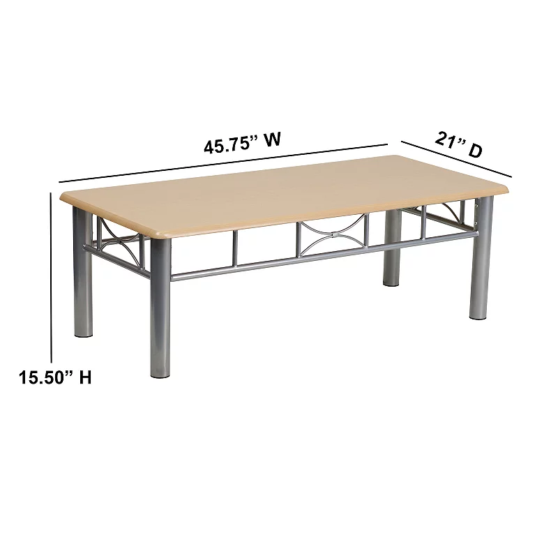 Emma and Oliver Mahogany Laminate Coffee Table with Silver Steel Frame