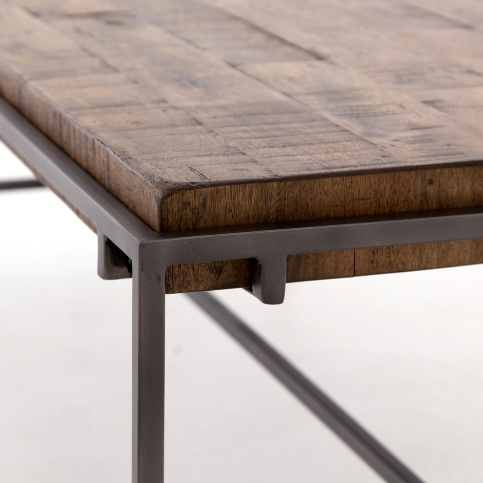 Modern Industrial Iron Frame Slab Wood Top Coffee Table 45 quot  Industrial   Coffee Tables   by Zin Home  Houzz