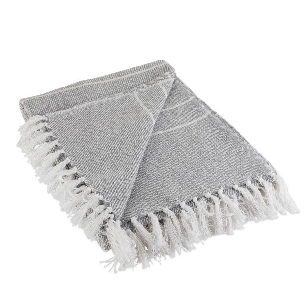 Thin Striped Throw Blanket Gray white Design Imports