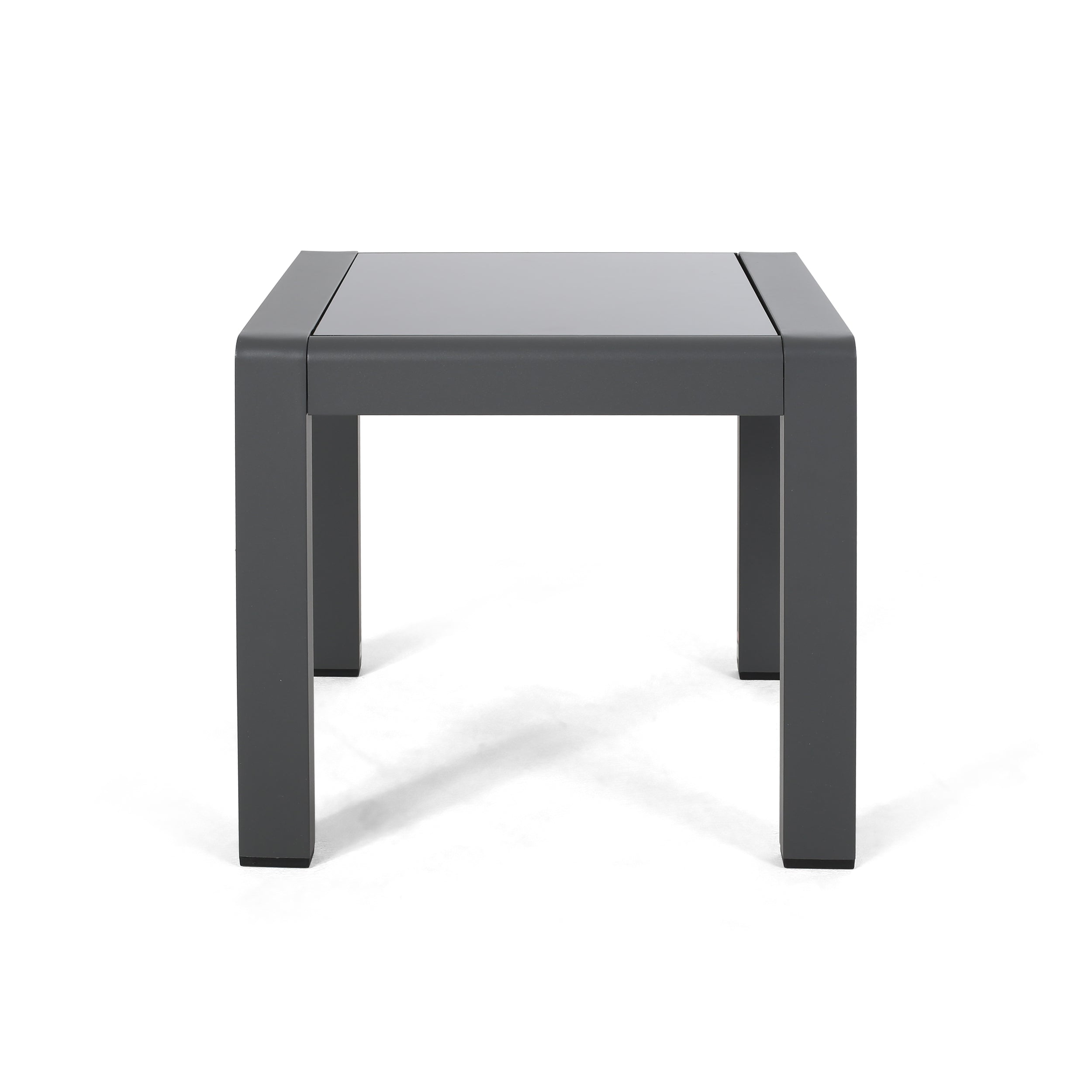 Giovanna Coral Outdoor Aluminum Side Table with Glass Top