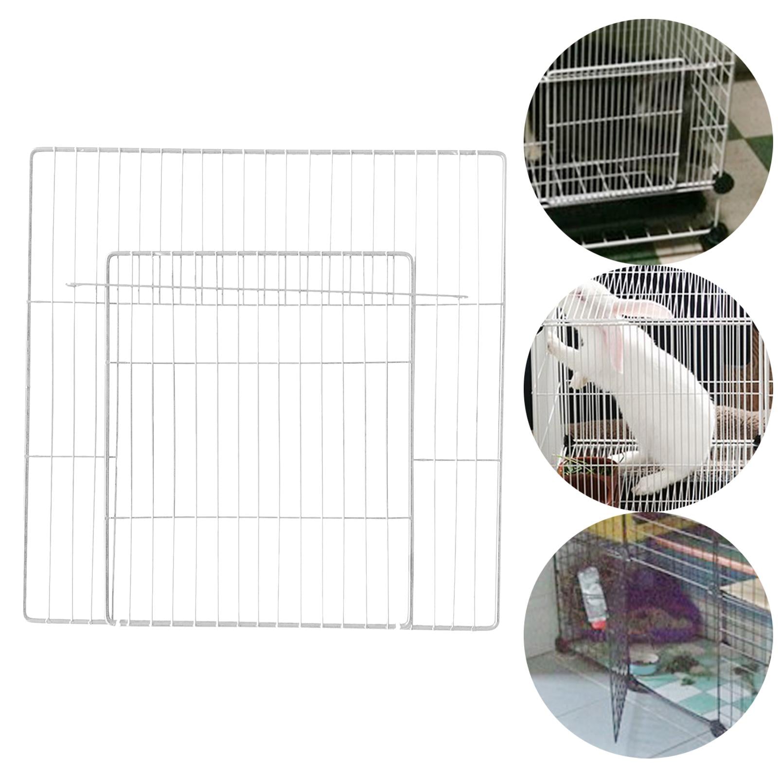 Pet Playpen Door Cage Metal Wire Puppy Fence Yard Indoor Small Animals Panel White Dense Grid