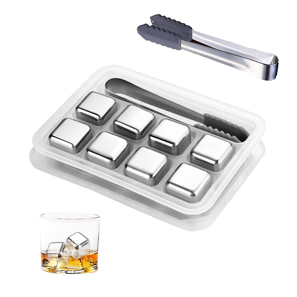 Silver Whiskey Stones Stainless Steel Chilling Stones Whiskey Ice Stones Chilling Rocks Drinks Cooler Cubes Reusable Ice Cubes For Whiskey Wine Beer J