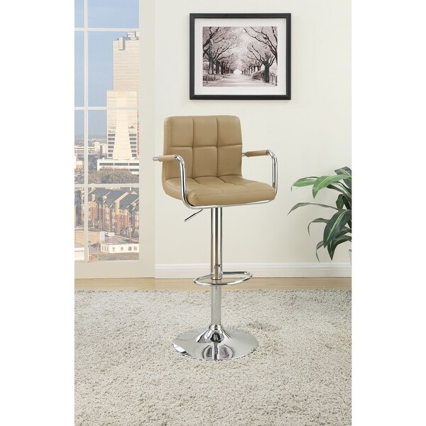 Faux Leather Bar Stools With Armrests， Chrome(Set of 2)