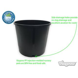 Viagrow Heavy Duty Hydroponic 11 in. x 9.5 in. Black Black Plastic 3 Gallon Nursery Pots (20-pack) VHG300-20