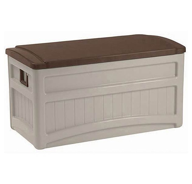 Suncast 73 Gallon Outdoor Patio Resin Deck Storage Box W Wheels Taupe 2 Pack