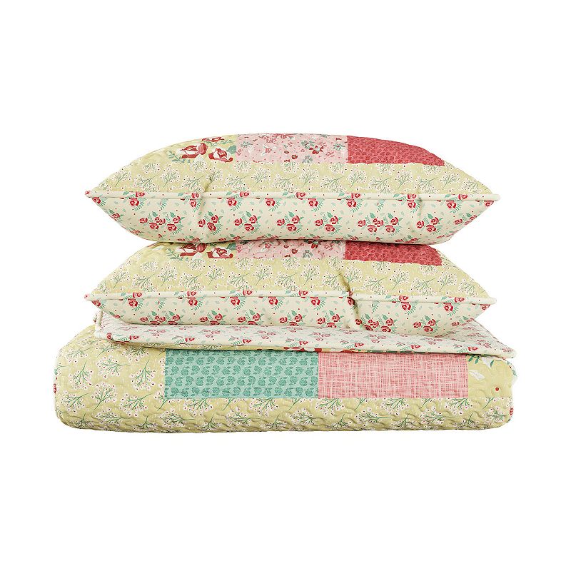 Portsmouth Home Sweet Dreams Pastel Floral Patchwork Quilt Set