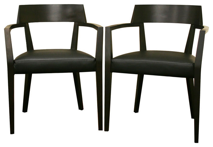 Baxton Studio Laine Wenge Wood and Faux Leather Modern Dining Chairs  Set of 2   Transitional   Dining Chairs   by Advanced Interior Designs  Houzz